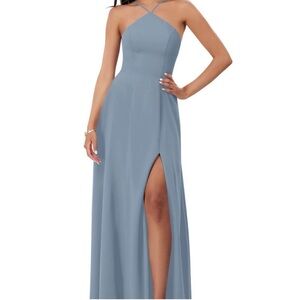 Azazie dusty blue bridesmaid dress
